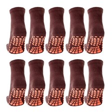 Toddler Socks with Grips Non Skid Trampoline Socks for Kids Bulk 10 Packs Brown