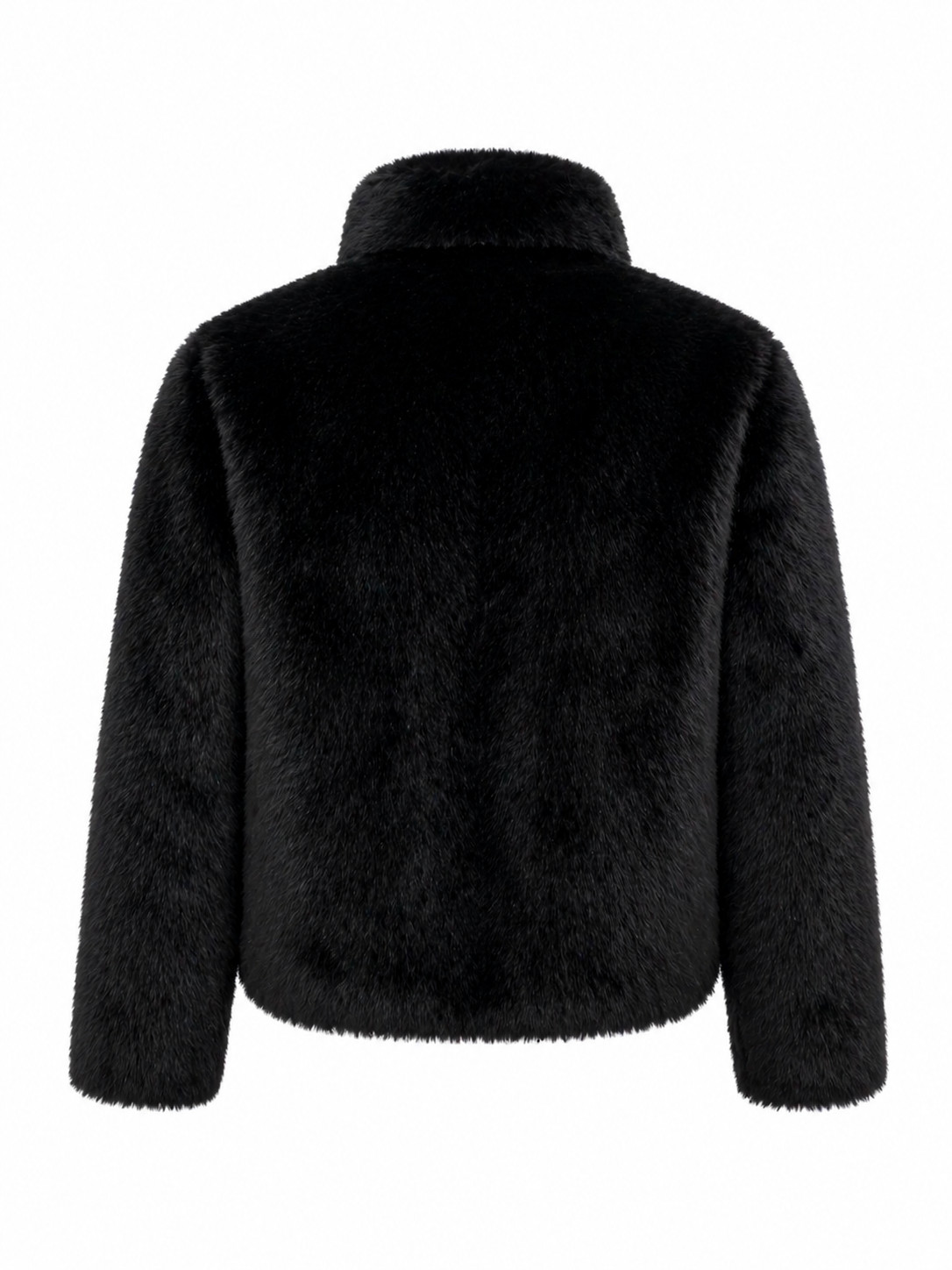 Authentic Black Fur Women  Jacket Winter Warm Coat Zip Up Casual Luxury style image 2