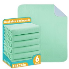 Washable Underpads, 18 x 24, 6 Pack - Heavy Absorbency Reusable Bedwetting In...