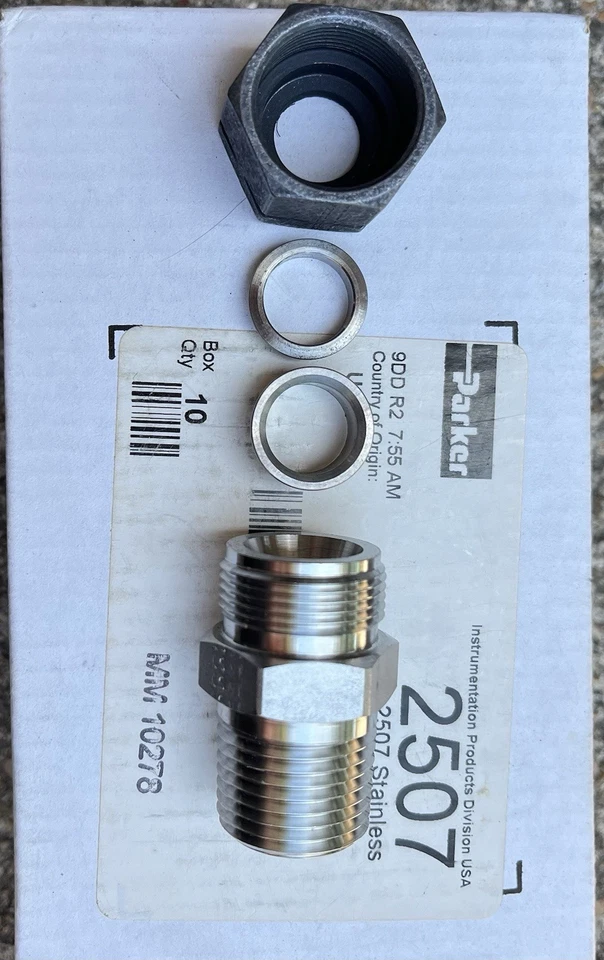 Parker 8S-8 FLZ 2507 Alloy, 1/2 Tube To 1/2 NPT Male, MPA Series Duplex SS. 1ea - Image 3 of 4