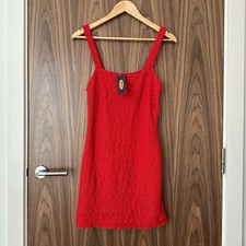 Urban Outfitters Archive Red Lace Square Neck Cami Mini Dress Small NEW £39