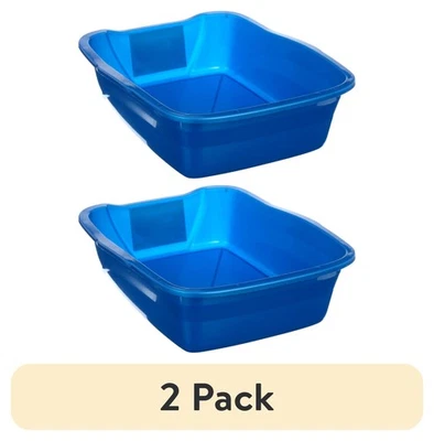 (2 pack) Van Ness Plastics Cat Litter Pan Blue Large