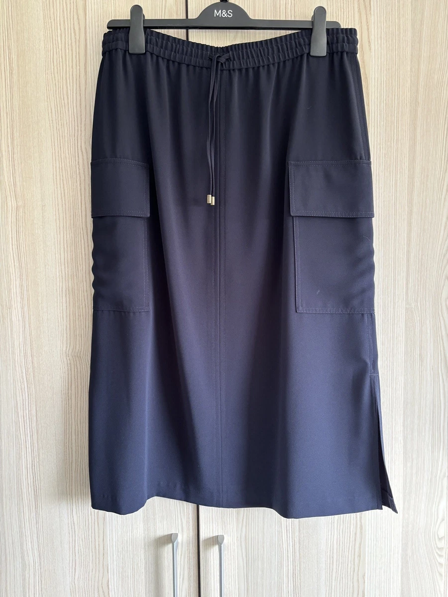 Marks & Spencer Womens Blue Polyester Blend A-Line Skirt Size 8