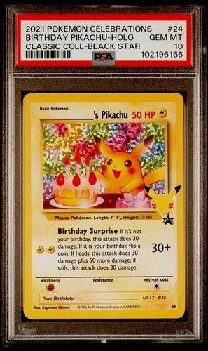 PSA 10 2021 Pokemon Birthday Pikachu Holo Celebrations Classic Collection 24