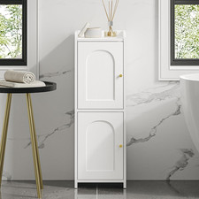 Bathroom Storage Cabinet, Small Corner Floor Cabinet with 2 Doors and Adjustable