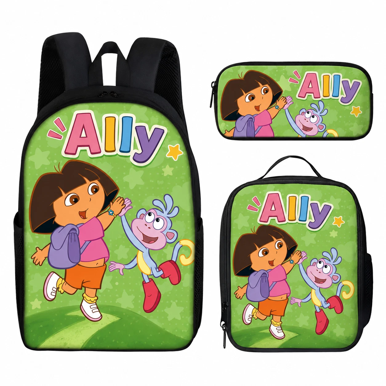 Custom Name Dora Backpack Set