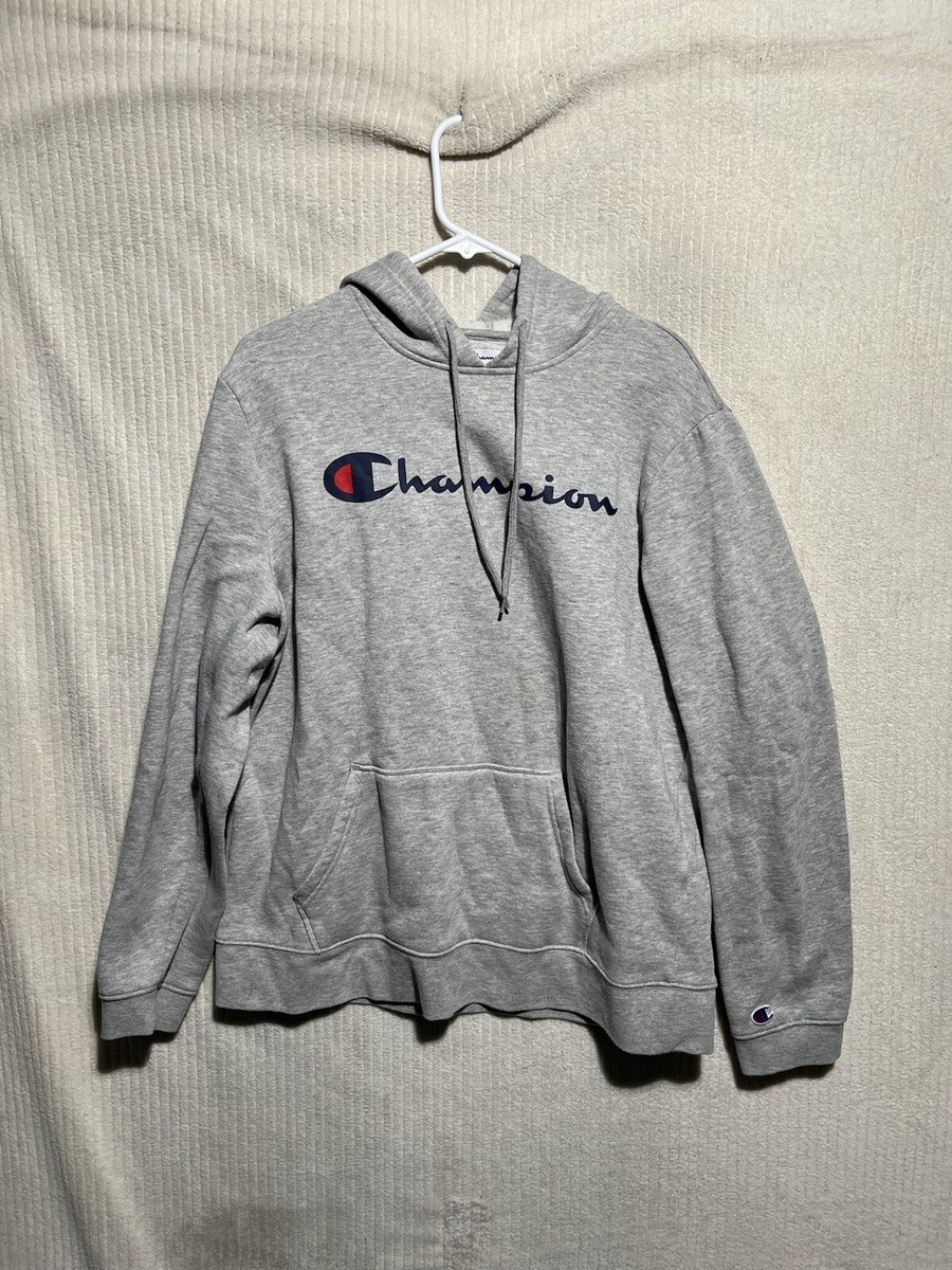 Champion Hoodie Mens L Large Gray Pullover Athletic Long Sleeves
