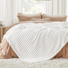 Blankets Queen Size for Bed - Super Soft Cozy Blankets,White, 90x90 Inches