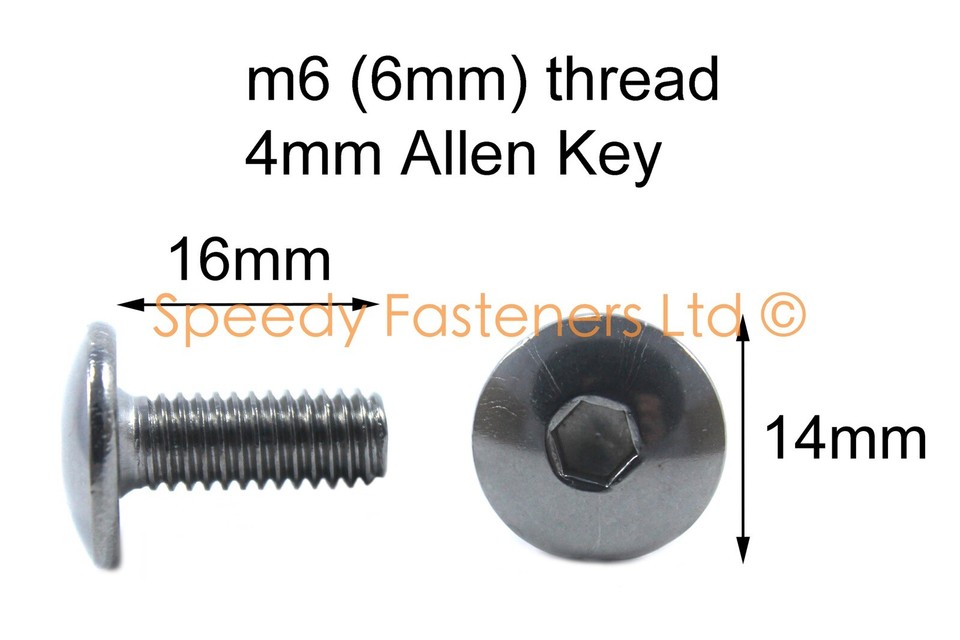 6x Stainless Steel Motorcycle Fairing Bolts m6 x 16mm Pan Button Allen ...