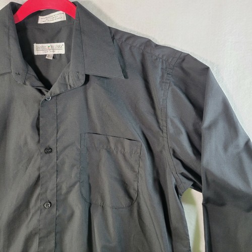 Daniel Ellissa Mens Button Up Shirt Size Large 16.5 36/37 Black Long Sleeve - Picture 7 of 12