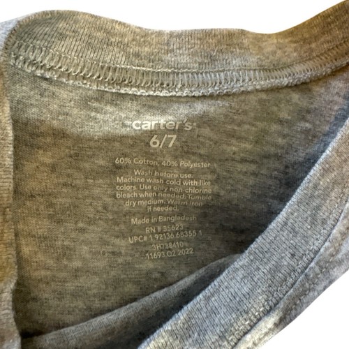 Carters Lot Of 4 Boys Sz 6/7 tag-free L/S Plain White Gray Tees Undershirts - Picture 5 of 5