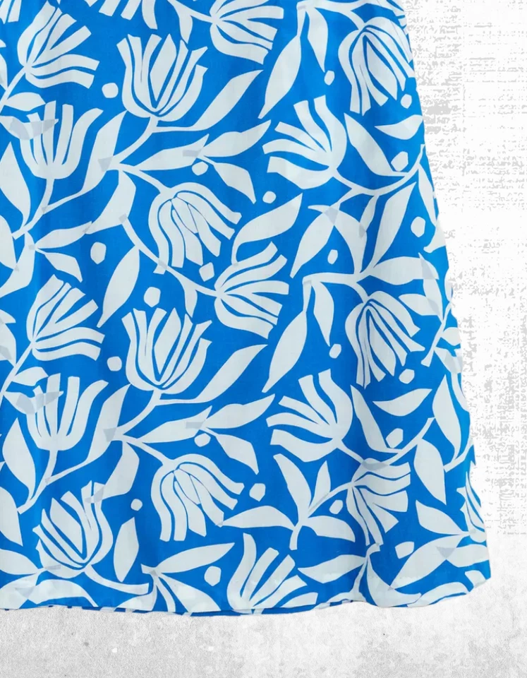 Women’s Seasalt Skirt Pot Organic Soft Cotton A Line Blue Floral Piant Cut - Image 3 of 4