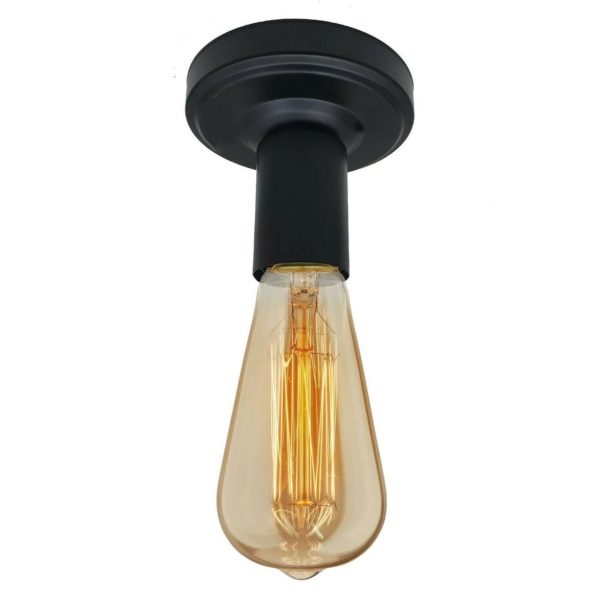 Vintage Ceiling Lamp Black ES E27 Light Bulb Holder Light Socket Fitting UK
