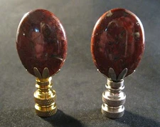 Stone Lamp Finial-BRECCIATED JASPER-B With AB, PB, or Satin Nickel Base (1-PC.)