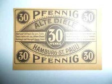 ANTIQUE BANKNOTE 30 PFENNIG HAMBURG GERMANY 1921 FDS