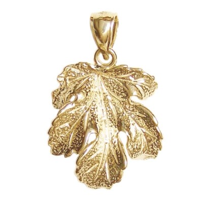 Neu 14k Gelbgold Feigenblatt Anhänger