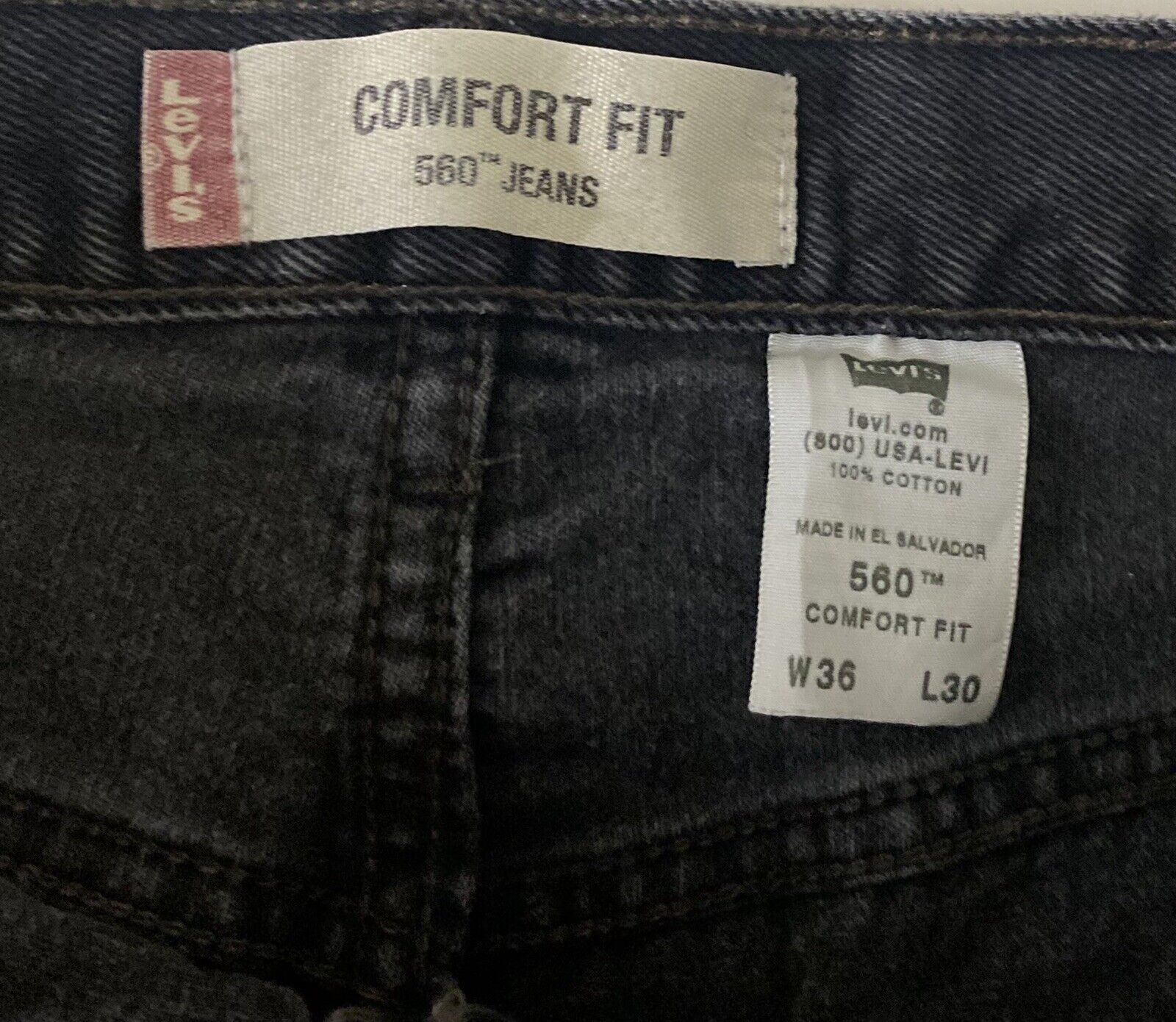 Levis 560 Comfort Fit Black Denim Jeans Mens 36x30 - image 5