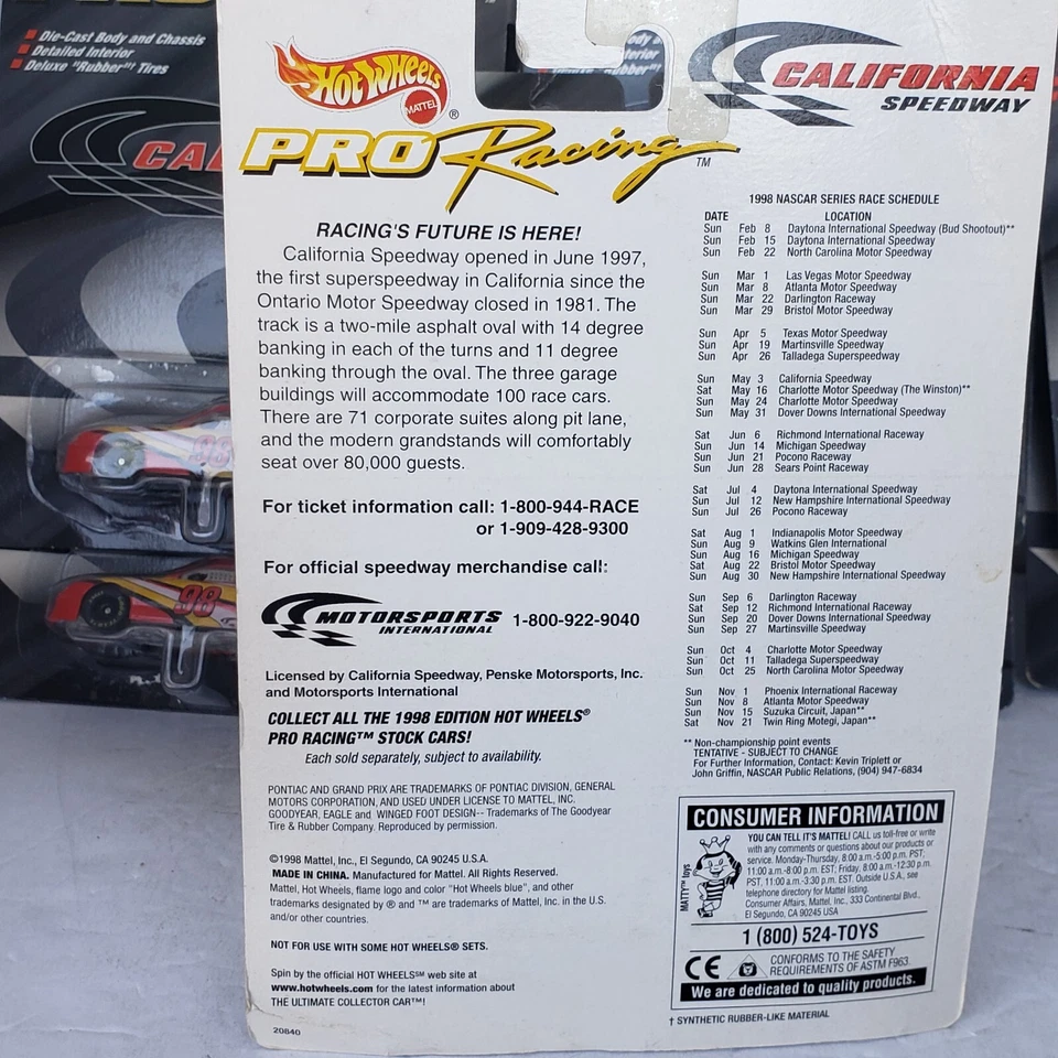 Hot Wheels 1998 First Edition Pro Racing California Speedway Pontiac Grand Prix - Image 3 of 4