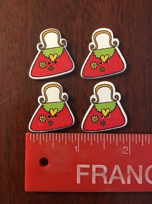 4 Super Cute Wooden Pocket Book - Purse Buttons