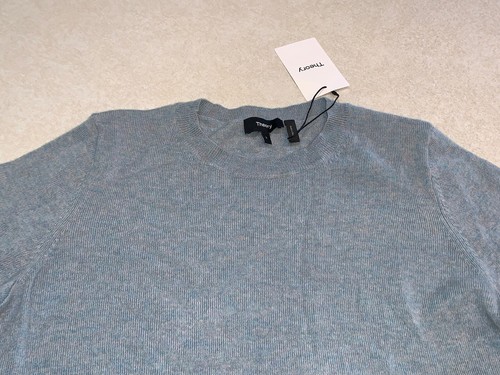 Theory Women’s Tolleree Sweater Short Sleeve Crew Neck Cashmere Blue Willow NWT - Picture 2 of 6