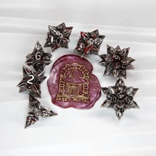 Sage's Deadly Blossoms Nickel/Blood Metal Polyhedral Dice Set DnD RPG Games