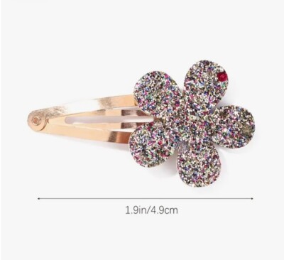 Girls Adorable Silver Iridescent & Purple Floral Glitter  display picture 1