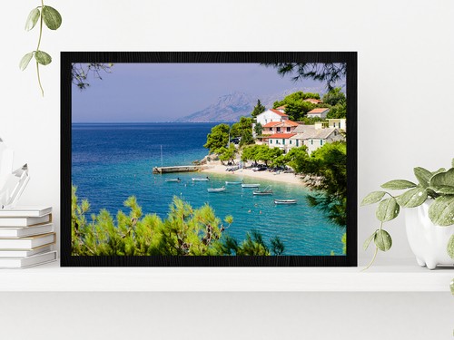 Bay In Makarska Resort With Water Glass Framed Wall Art, Ready to Hang - Picture 4 of 6