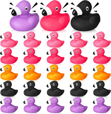 25 Pcs Mini Flamingo Rubber Duckies Bulk Cute Flamingo Duck Bath Floating Squeak
