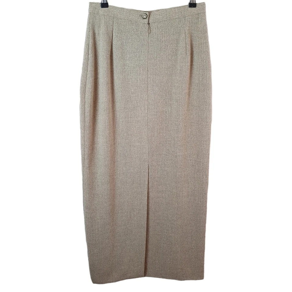 Louise Kennedy 2 Piece Skirt Suit Biege UK 10 Wool Tweed Long Skirt Lined Irish - Image 3 of 4