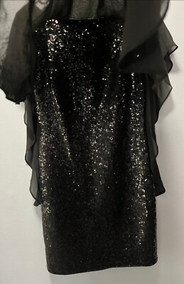 laundry black sequin dress Laundry By Shelli Segal Women's black sequin cocktail party dress Size 6 formal
