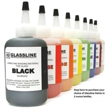 29 Choices GLASSLINE PENS 2 oz Bottle Glass Paint Glass Line Material Fusing 