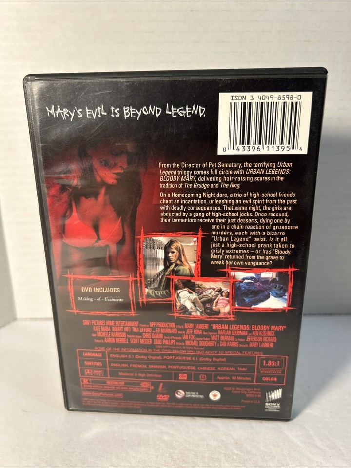 Urban Legends Bloody Mary (DVD, 2005) 43396113954 eBay