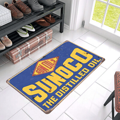 Vintage Style ''Sunoco The Distilled Oil'' Door Mat Rug Mat Indoor Outdoor Decor