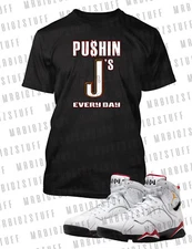 Men Pushin J's Graphic Sneaker Tee Shirt Match J7 OG Cement Shoe Pro Club Shaka