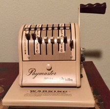 Vintage PAYMASTER Series 8000 Ribbon Adjustable CHECK Writer Protector w/ Key