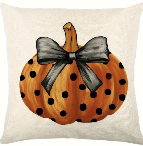 4pcs 18in*18in Halloween Fall Pillow Covers Cushion Covers Plaid Dots Ghost - Picture 4 of 6
