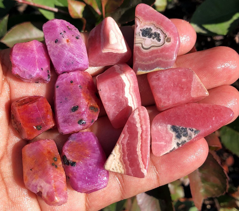 rhode 3点　sweeeetleon 120g 12PC Gemmy! Natural Red Rhodochrosite Hexagon Prism