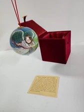 Watching over the world angel Inside Art HAND-PAINTED Glass christmas Ornament