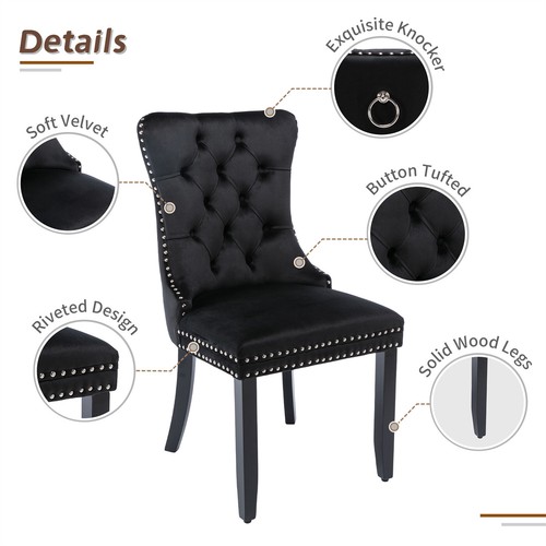 Dining Chairs Set of 4 Kitchen Chairs with High Back Wooden Legs for Dining Room - Picture 4 of 14