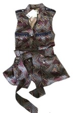 Anthropologie Jungle Fever Vest Small 2 4 Ethnic Geo Print 4 Pockets Unique Nwt