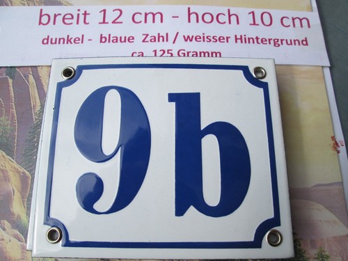 Hausnummer Emaille Nr. 8b dunkel-blaue Zahl auf weißem Hintergrund 12 cm x 10 cm - Picture 9 of 12