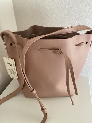 KAYLA + AVA Vegan Leather Bow Tie Bucket Bag in Dusty Rose NWT 10''