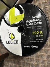 500ft In Wall 16/2 16 Gauge 2 Conductor Speaker Wire Cable CL2 500 Feet White