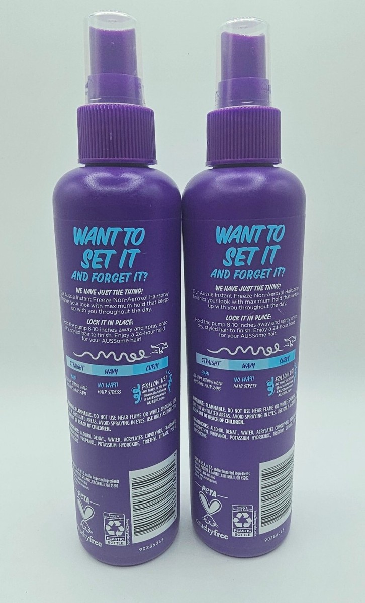 2x Aussie Instant Freeze Non-Aerosol Hair Spray, Maximum Hold, 8.5