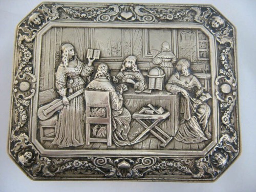 19th Century Silver over Copper Trinket Box Ornate Repousse Work - Picture 2 of 7