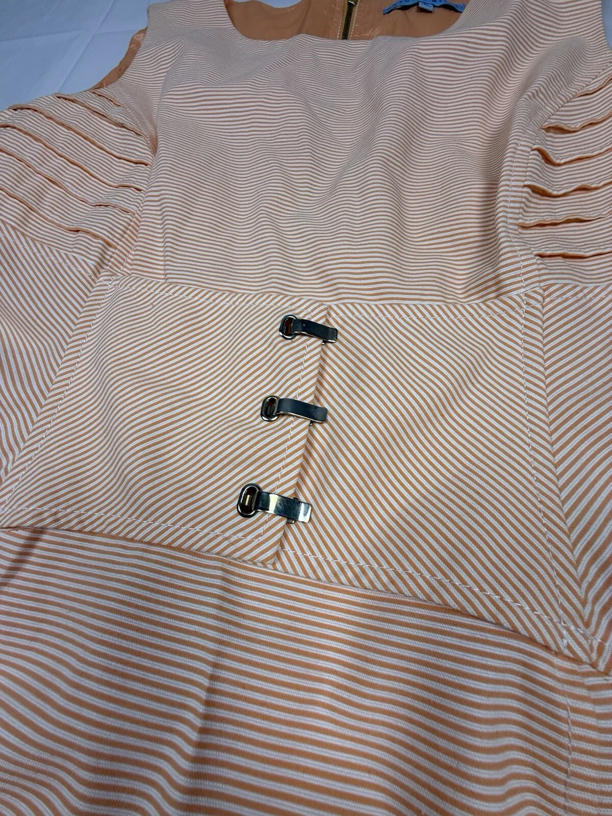 VETEMENTS Abito tubino Antonio Melani con cintura bianco pesca microstrighe 12 cotone lavoro