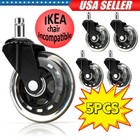 Set of 5 Office Chair 3" Caster Rubber Swivel Wheels Replacement Heavy Duty