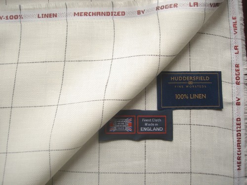 100% LINEN CASUAL “Overcheck” SUITING, JACKETING FABRIC – By meter: 1.0 m. - Picture 5 of 12