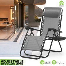 Foldable Zero Gravity Chair Adjustable Outdoor Patio Lounge Chair w/Cup Holder