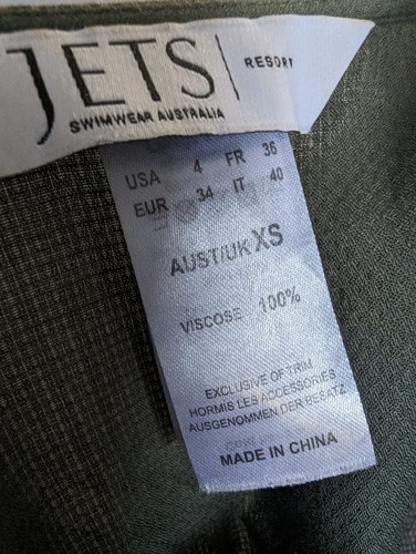 Jets Olive Green Wrap Dress XS Beach Summer Day Maxi Pockets Viscose - Picture 8 of 8
